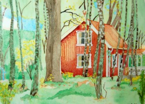 Himmelriket på jorden. Akvarelltolkning av Ängabo, där vi tillbringade midsommaren.